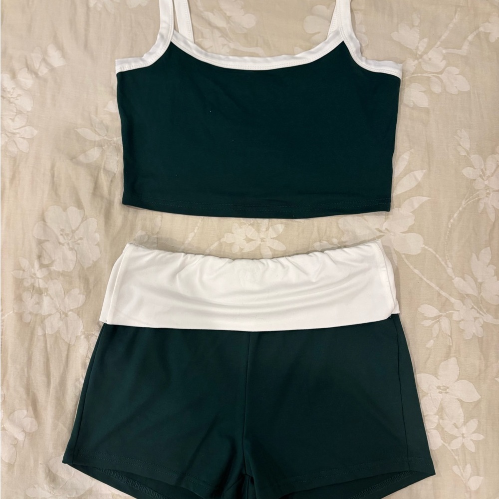 Green and White Athletic Set